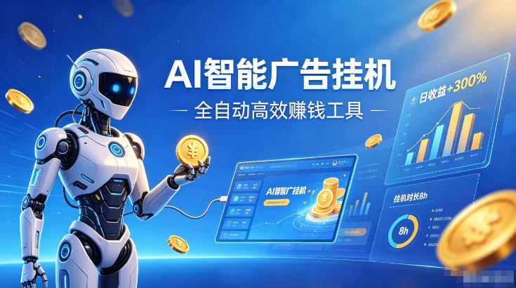AI智能广告挂G，在家自动賺收益，全程无需人工操作、不用直播、不用拉人【揭秘】 - 项目资源网