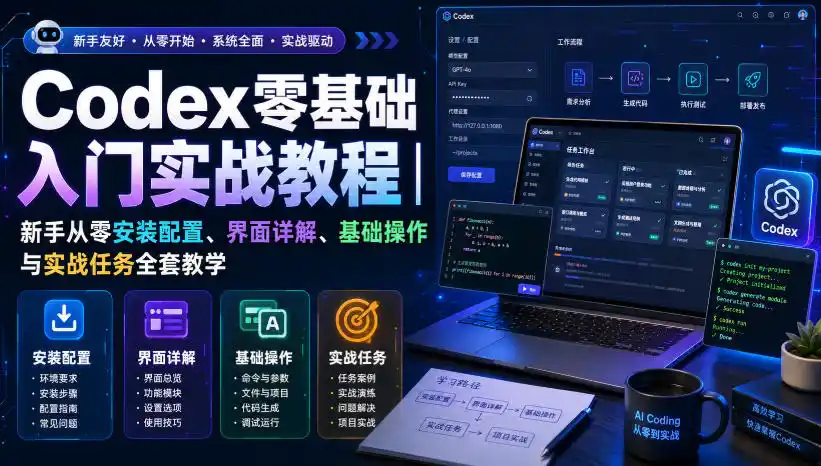 Codex零基础入门实战教程｜新手从零安装配置、界面详解、基础操作与实战任务全套教学 - 项目资源网