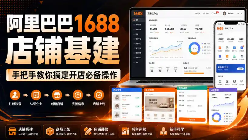 阿里巴巴1688店铺基建，手把手教你搞定开店必备操作(更新8月) - 项目资源网
