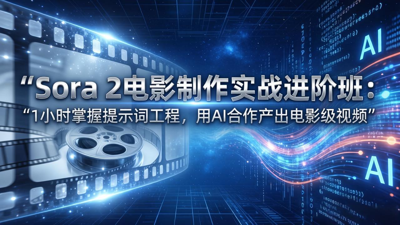 Sora 2电影制作实战进阶班：1小时掌握提示词工程，用AI合作产出电影级视频 - 项目资源网