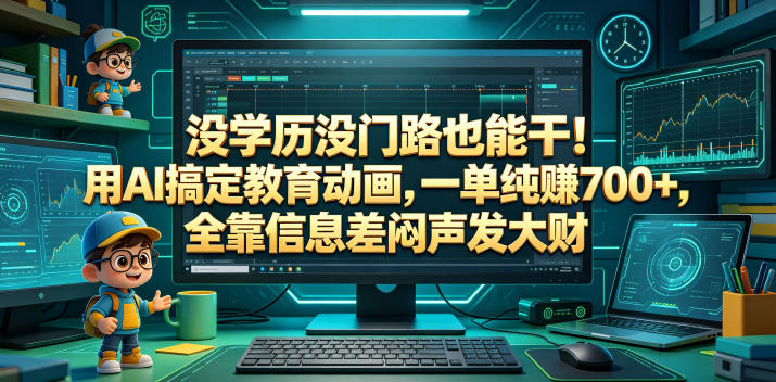 没学历没门路也能干！用AI搞定教育动画，一单纯賺700+，全靠信息差闷声发大财【揭秘】 - 项目资源网