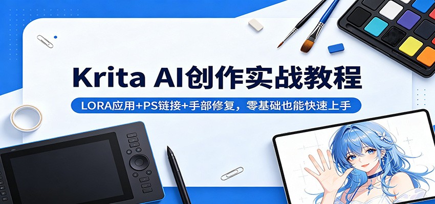 Krita AI创作实战教程：LORA应用+PS链接+手部修复，零基础也能快速上手 - 项目资源网