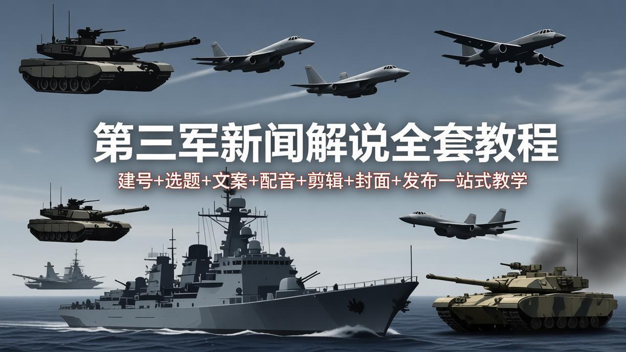 第三军迷新闻解说全套教程：建号+选题+文案+配音+剪辑+封面+发布一站式教学 - 项目资源网