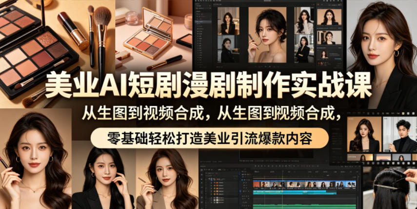 美业AI短剧漫剧制作实战课，从生图到视频合成，零基础轻松打造美业引流爆款内容 - 项目资源网