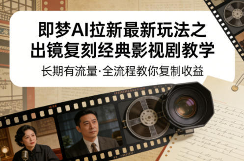 即梦AI拉新最新玩法之出镜复刻经典影视剧教学，长期有流量，全流程教你复制收益 - 项目资源网