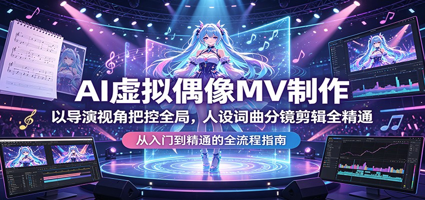 AI虚拟偶像MV制作：以导演视角把控全局，人设词曲分镜剪辑全精通 - 项目资源网