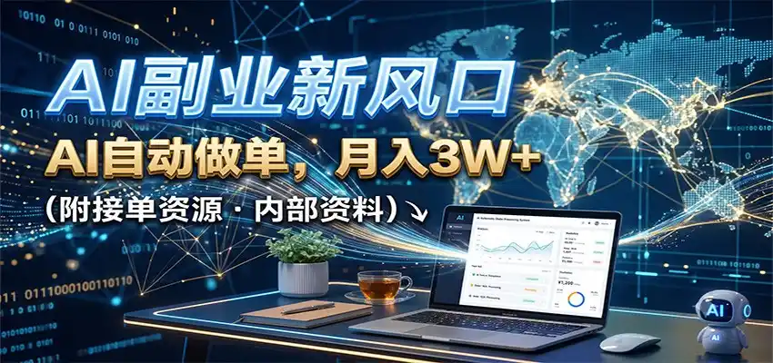 AI副业新风口,AI自动做单,月入3W+,附接单资源 - 项目资源网