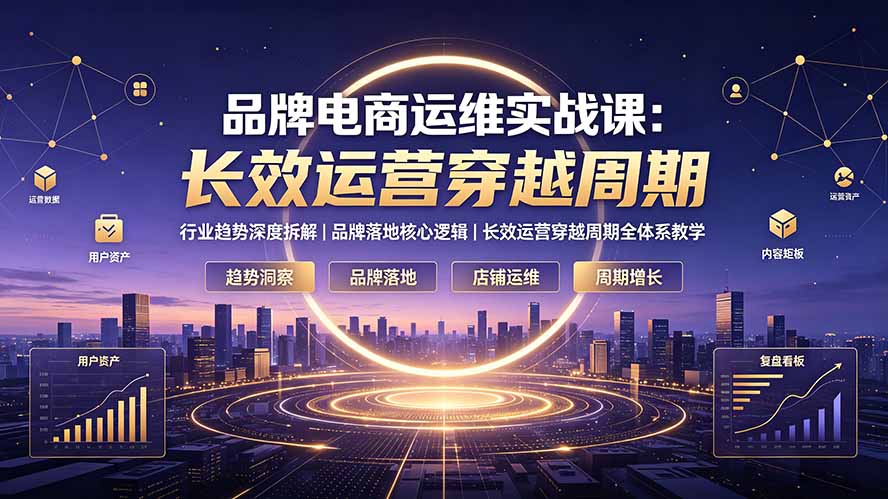 品牌电商运维实战课：行业趋势深度拆解｜品牌落地核心逻辑｜长效运营穿越周期全体系教学 - 项目资源网