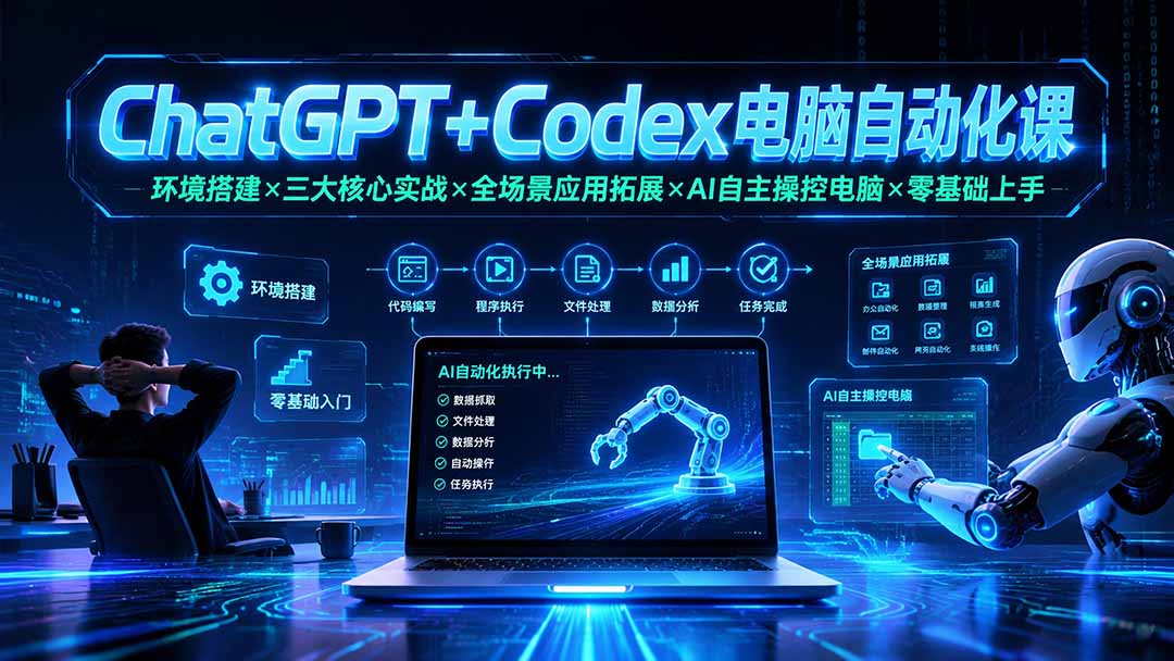 ChatGPT+Codex电脑自动化课：环境搭建×三大核心实战×全场景应用拓展×AI自主操控电脑×零基础上手 - 项目资源网