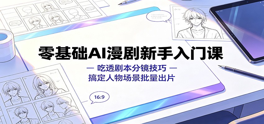 零基础AI漫剧新手入门课：吃透剧本分镜技巧，搞定人物场景批量出片 - 项目资源网