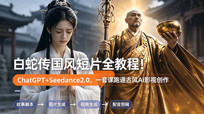 白蛇传-国风短片全教程！ChatGPT+Seedance2.0，一套课跑通古风AI影视创作 - 项目资源网