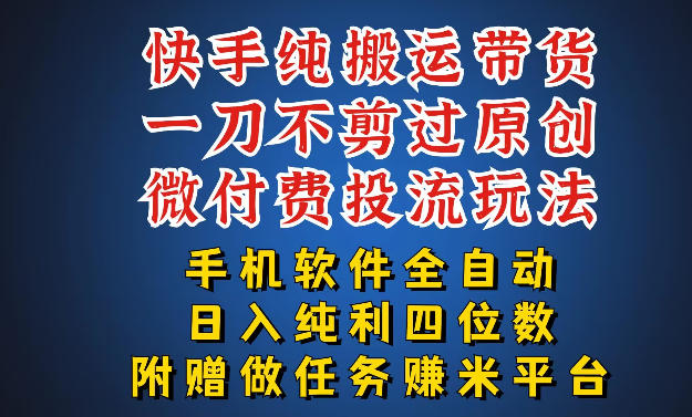 最新黑科技快手搬运带货方法，手机就能操作，轻松带你日入四位数【揭秘】 - 项目资源网