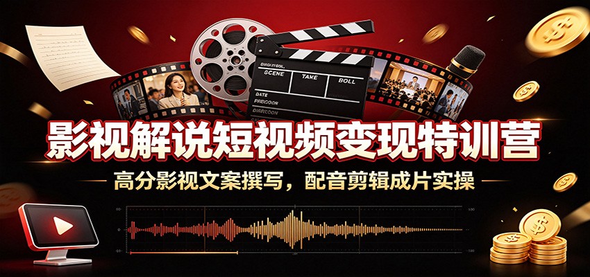 影视解说短视频变现特训营：高分影视文案撰写，配音剪辑成片实操 - 项目资源网