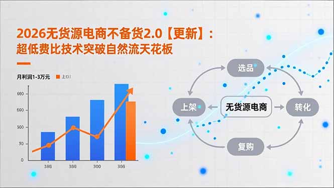 2026无货源电商不备货2.0【更新-5月】：超低费比技术突破自然流天花板，单店月利润1-3万元 - 项目资源网
