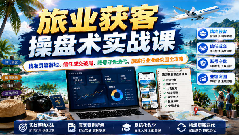 旅业获客操盘术实战课｜精准引流落地、信任成交破局、账号守盘迭代、旅游行业业绩突围全攻略 - 项目资源网