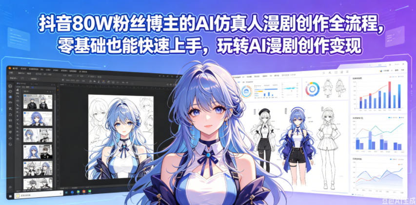 抖音80W粉丝博主的AI仿真人漫剧创作全流程，零基础也能快速上手，玩转AI漫剧创作变现 - 项目资源网