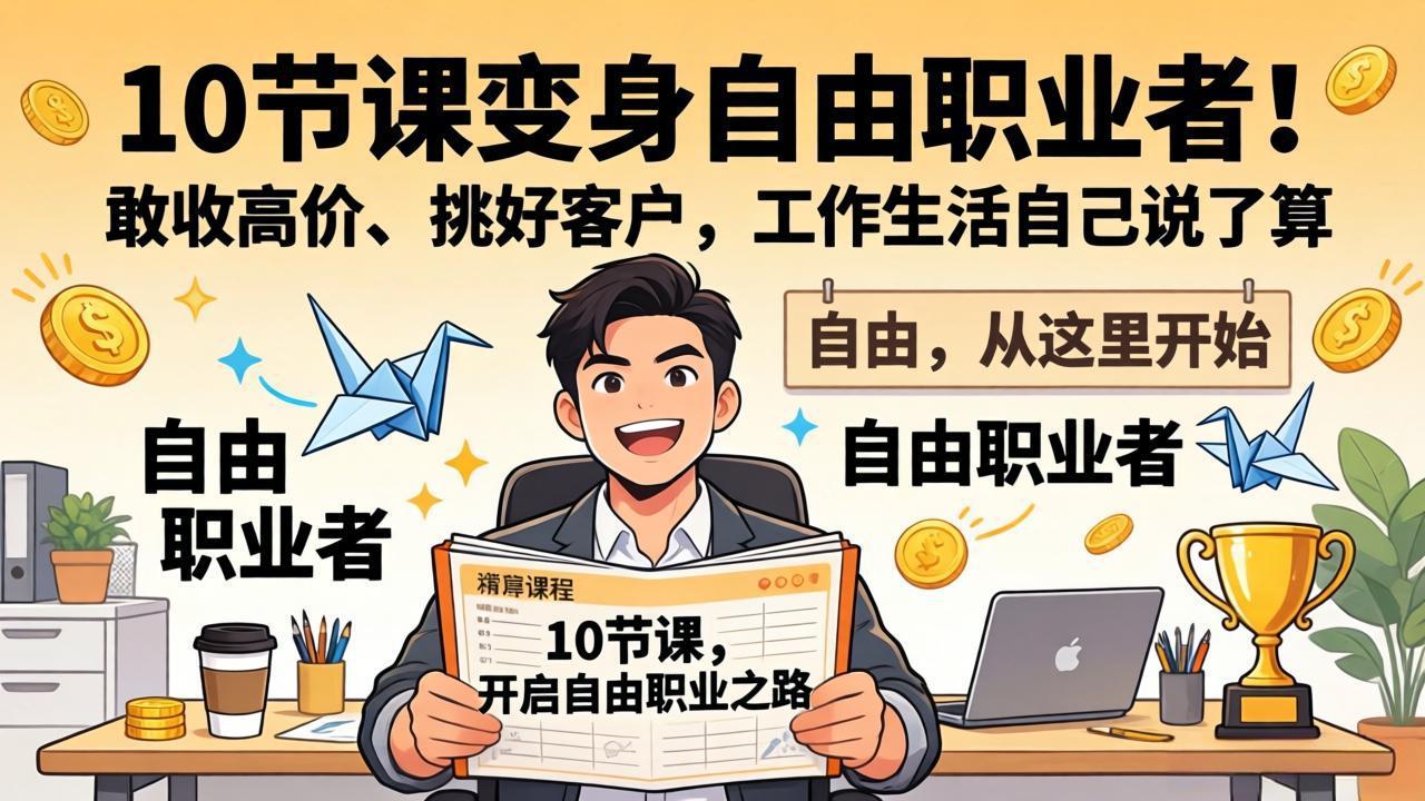 10 节课变身自由职业者！敢收高价、挑好客户，工作生活自己说了算 - 项目资源网