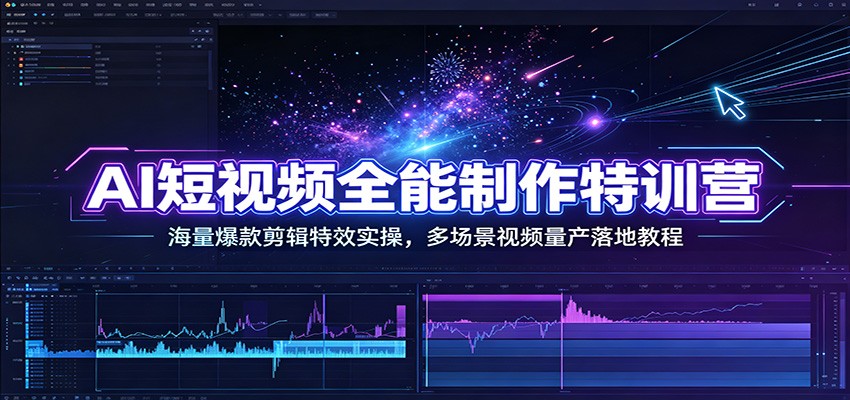 AI短视频全能制作特训营：海量爆款剪辑特效实操，多场景视频量产落地教程 - 项目资源网