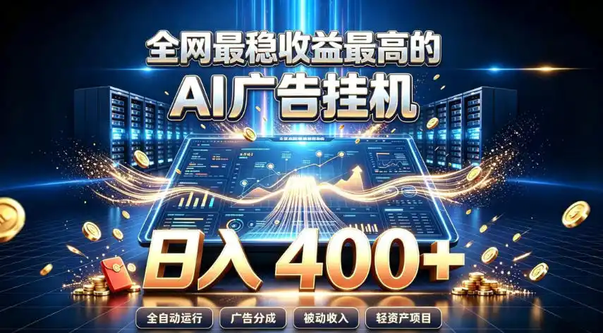 全网最稳收益最高的AI智能广告挂G项目，日入400+，真正的躺賺项目【揭秘】 - 项目资源网