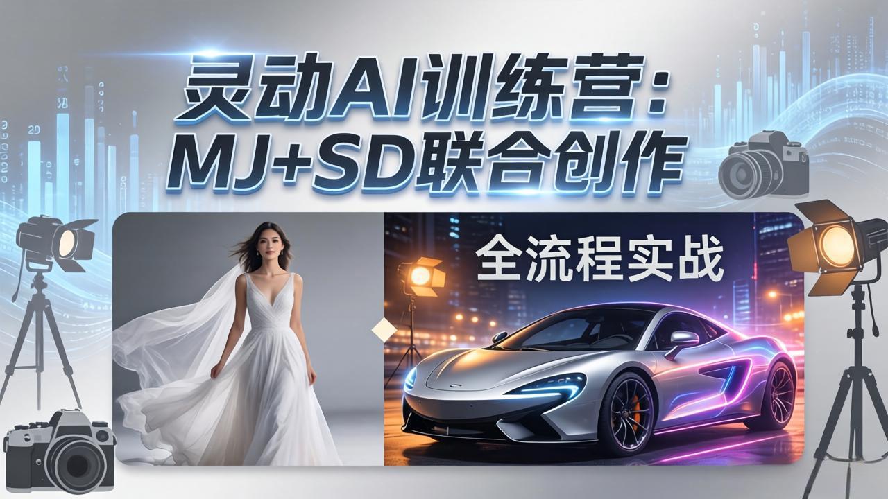 灵动AI训练营-3.0课程：MJ+SD联合创作，从婚纱大片到汽车广告，摄影后期全流程实战 - 项目资源网