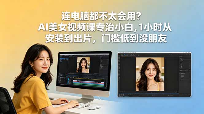 连电脑都不太会用？AI美女视频课专治小白，1小时从安装到出片，门槛低到没朋友 - 项目资源网