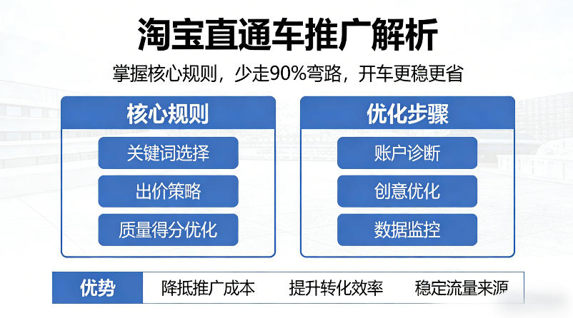 淘宝直通车推广解析，掌握核心规则，少走90%弯路，开车更稳更省 - 项目资源网