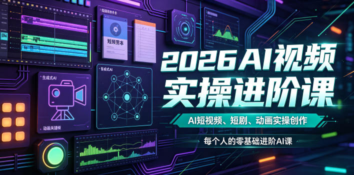 2026AI视频实操进阶课，AI短视频、短剧、动画实操创作，每个人的零基础进阶ai课 - 项目资源网