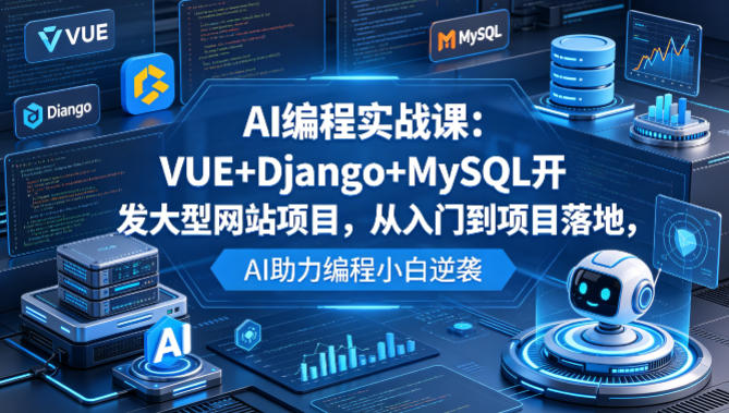 AI编程实战课：VUE+Django+MySQL开发大型网站项目，从入门到项目落地，AI助力编程小白逆袭 - 项目资源网