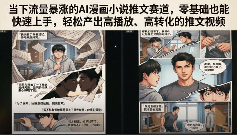 当下流量暴涨的AI漫画小说推文赛道，零基础也能快速上手，轻松产出高播放、高转化的推文视频 - 项目资源网