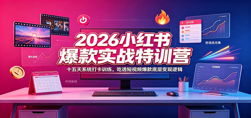 2026小红书爆款实战特训营：十五天系统打卡训练，吃透短视频爆款底层变现逻辑 - 项目资源网