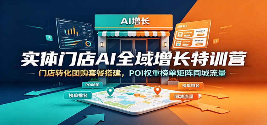 实体门店AI全域增长特训营：门店转化团购套餐搭建，POI权重榜单矩阵同城流量 - 项目资源网