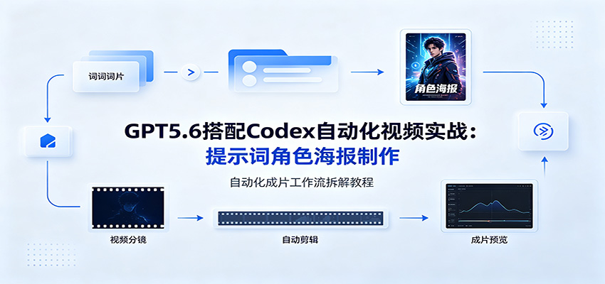 GPT5.6搭配Codex自动化视频实战：提示词角色海报制作，自动化成片工作流拆解教程 - 项目资源网