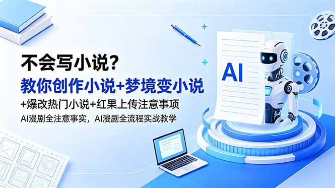 不会写小说？教你创作小说+梦境变小说+爆改热门小说+红果上传注意事项，AI漫剧全流程实战教学 - 项目资源网