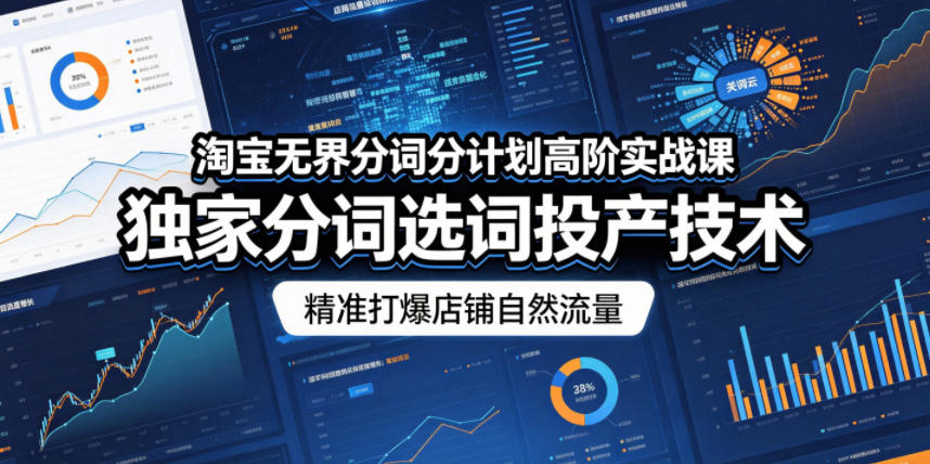 淘宝无界分词分计划高阶实战课，独家分词选词投产技术，精准打爆店铺自然流量 - 项目资源网