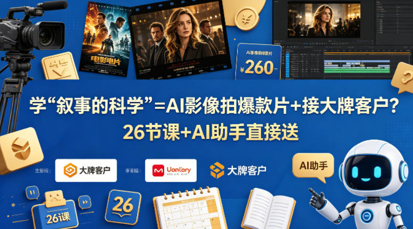 学《叙事的科学》=AI影像拍爆款片+接大牌客户？26节课+AI助手直接送【原创双语字幕】 - 项目资源网