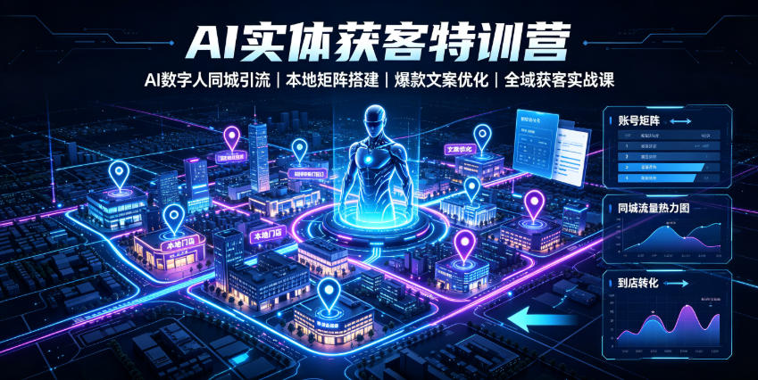 AI实体获客特训营｜AI数字人同城引流、本地矩阵搭建、爆款文案优化全域获客实战课 - 项目资源网