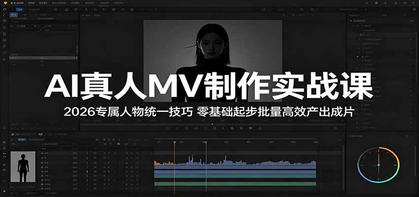 AI真人MV制作实战课：2026专属人物统一技巧，零基础起步批量高效产出成片 - 项目资源网