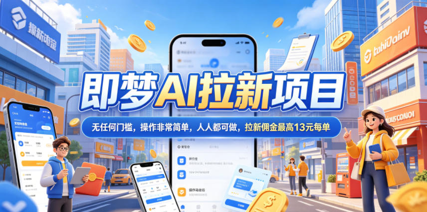 2026年即梦AI拉新项目最新玩法，无任何门槛，操作非常简单，人人都可做，拉新佣金最高13米每单(更新6月24日) - 项目资源网