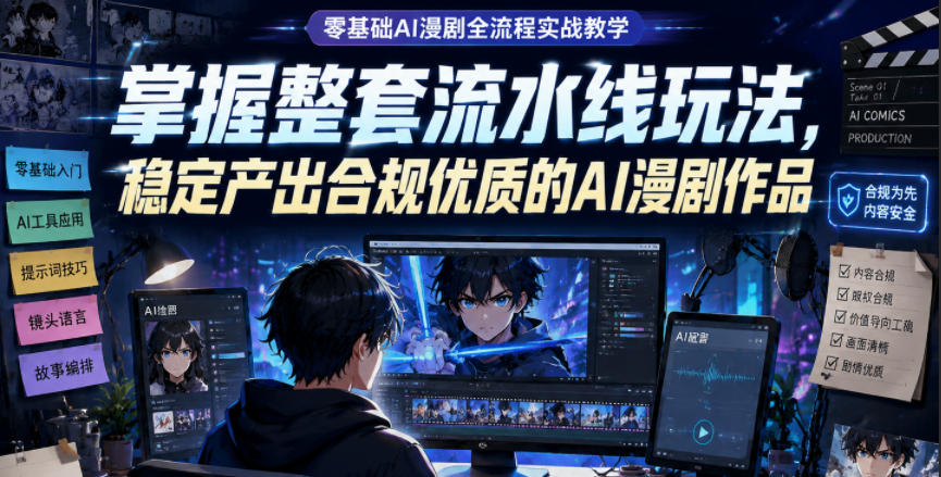 零基础AI漫剧全流程实战教学，掌握整套流水线玩法，稳定产出合规优质的AI漫剧作品 - 项目资源网